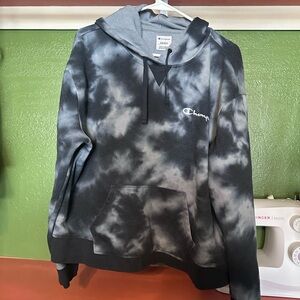 Champion Black and Gray Tie-Dye Hoodie